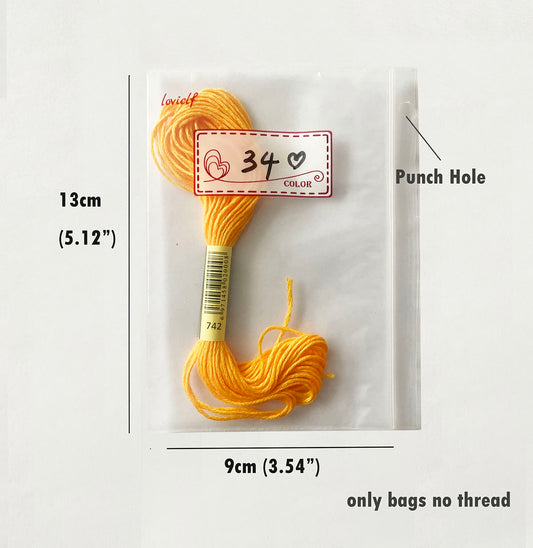 lovielf Embroidery Threads Cross stitch Floss Bag Organizer 5.12 x 3.6 inch - 200 pack with 4 Rings