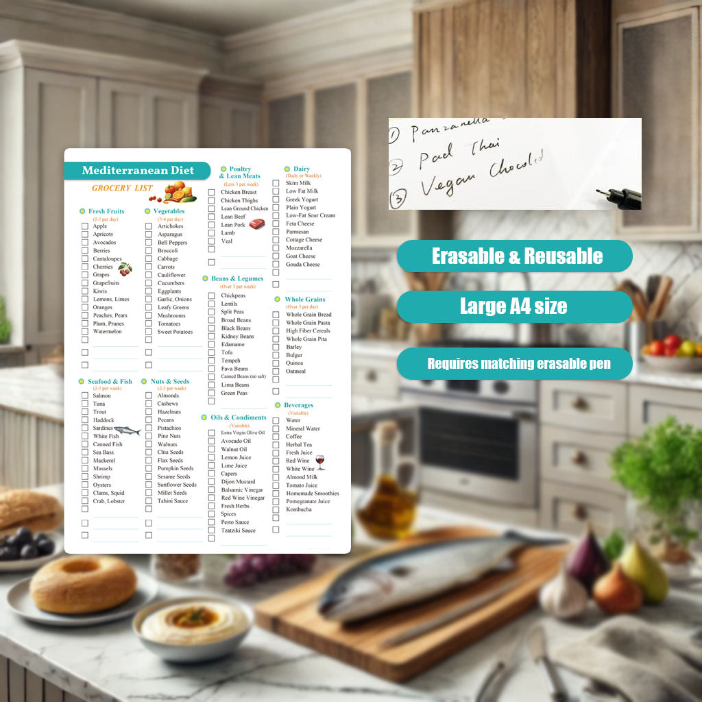 Reusable Mediterranean Diet Meal Plan and Grocery List