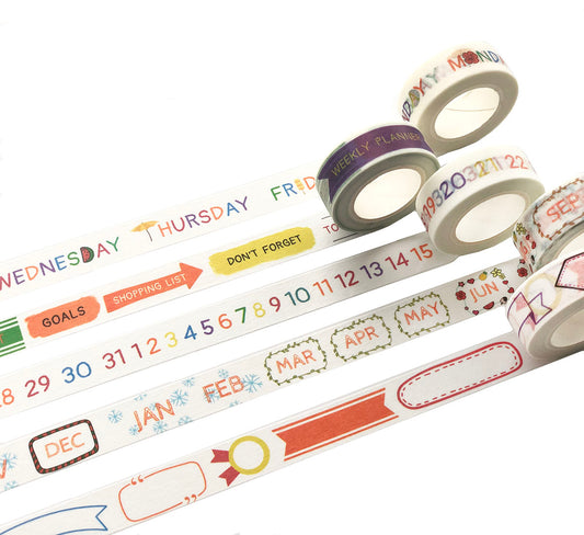 Bujo Bullet Jouranl Week Month Date Day Banner Number Planner Box washi Tape