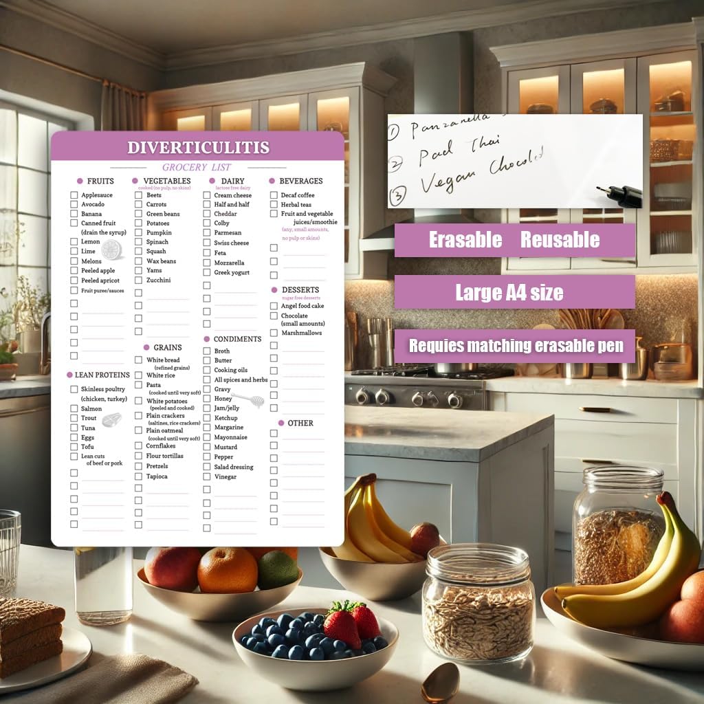 Reusable Diverticulitis Food Grocery & Shopping List
