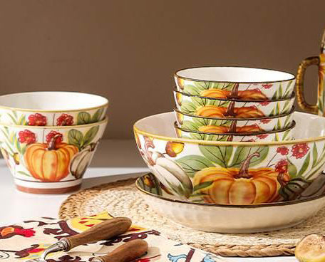 lovielf pumpkin design Vintage style Bowl plates bareware, SET OF 20 pcs