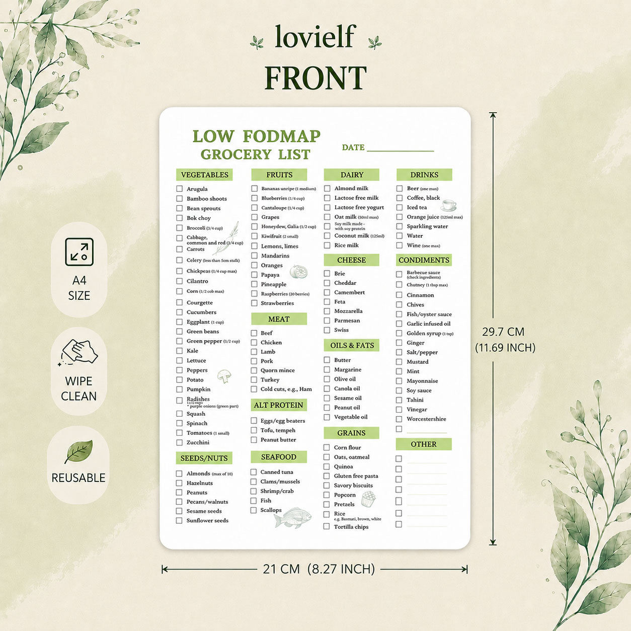 Low fodmap Food Chart Check Grocery list