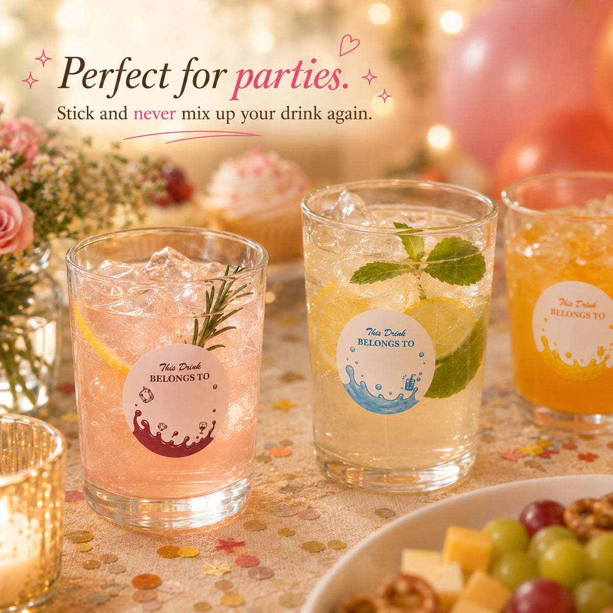Drink Name Stickers - Celebration Time