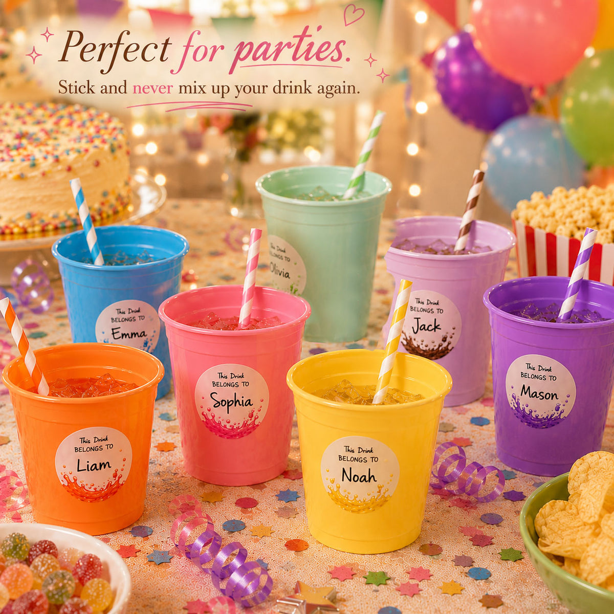 Drink Name Stickers - Celebration Time