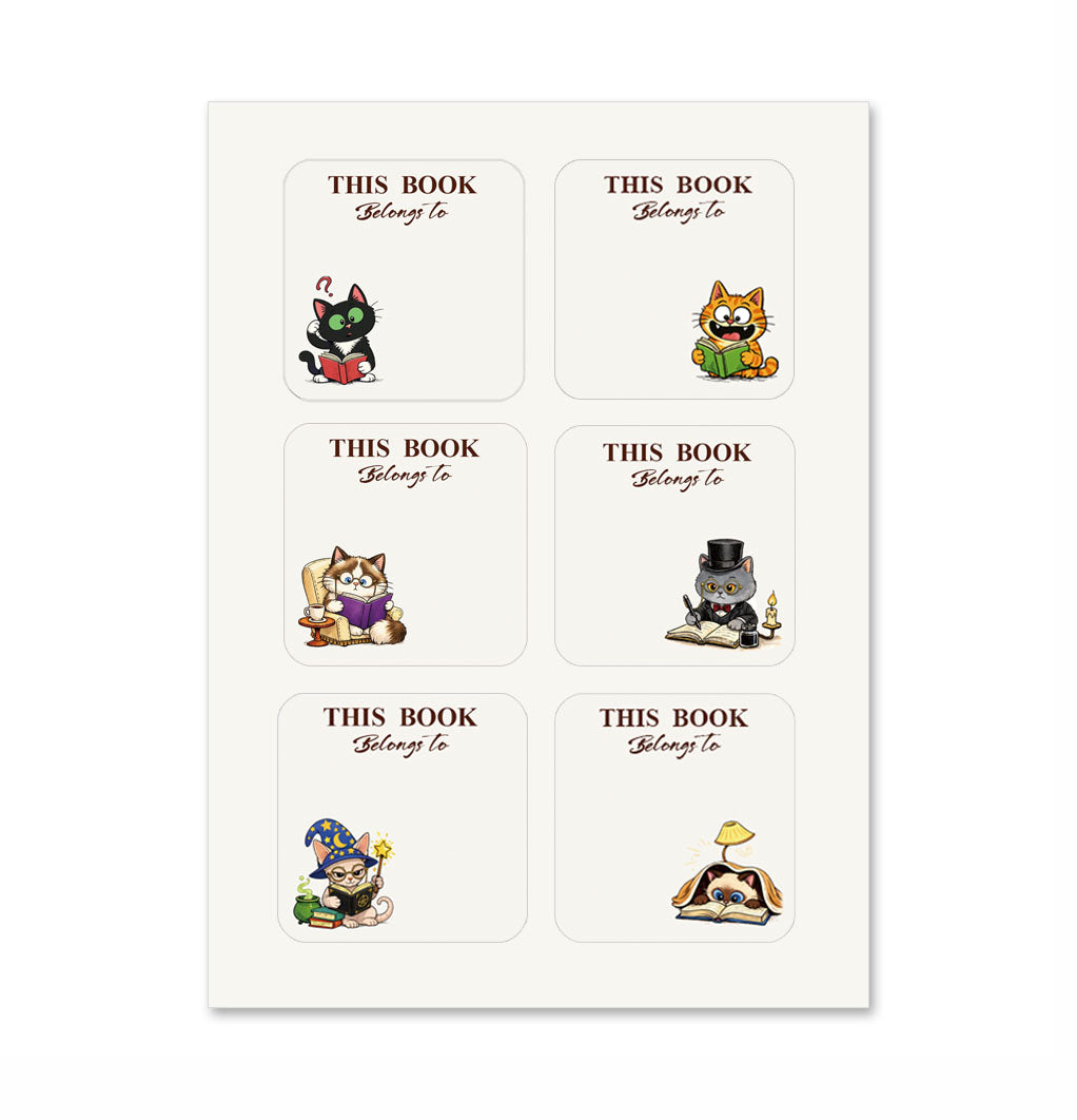 Cute Cat Bookplates Labels Stickers