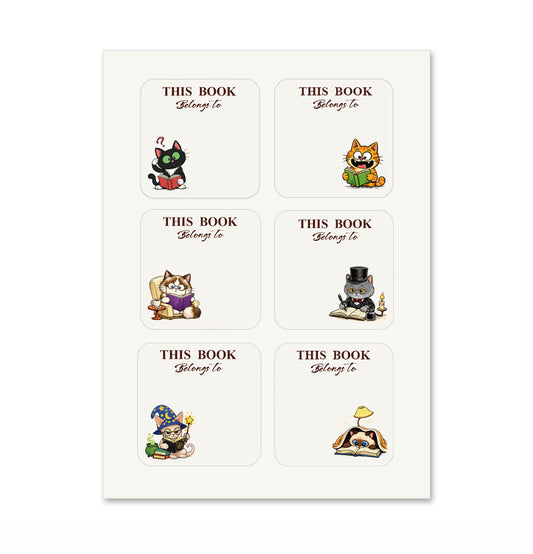 Cute Cat Bookplates Labels Stickers