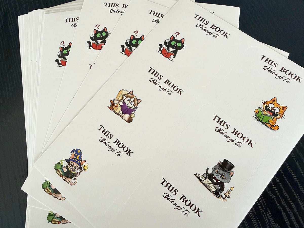 Cute Cat Bookplates Labels Stickers