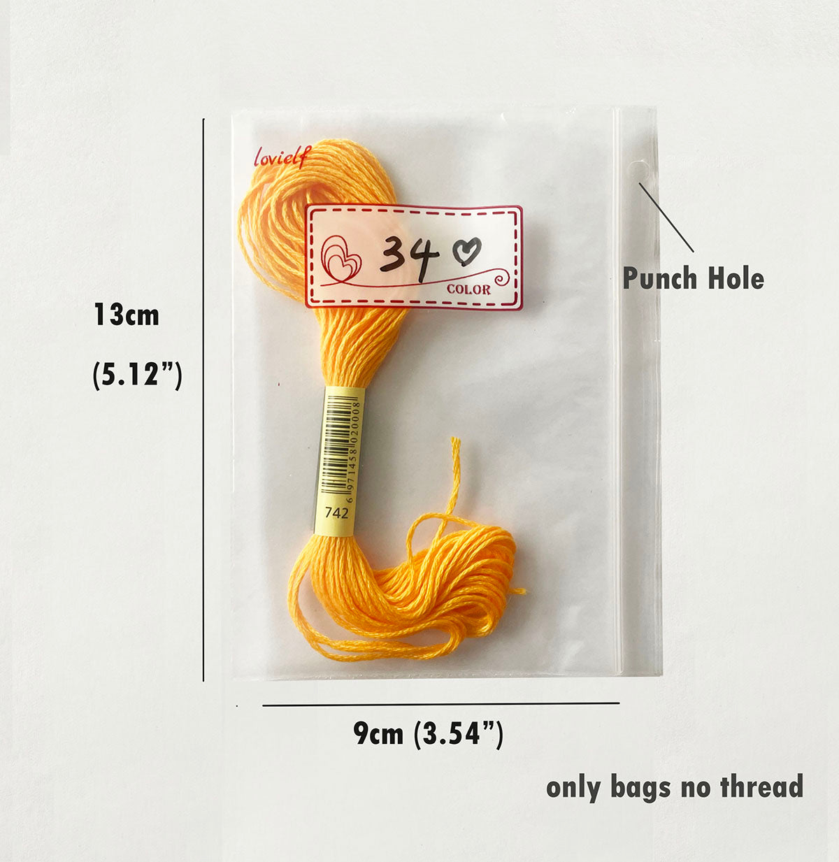 lovielf Embroidery Threads Cross stitch Floss Bag Organizer 5.12 x 3.6 inch - 200 pack with 4 Rings