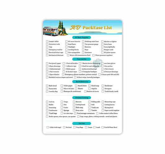 RV Equipment Checklist Packing List