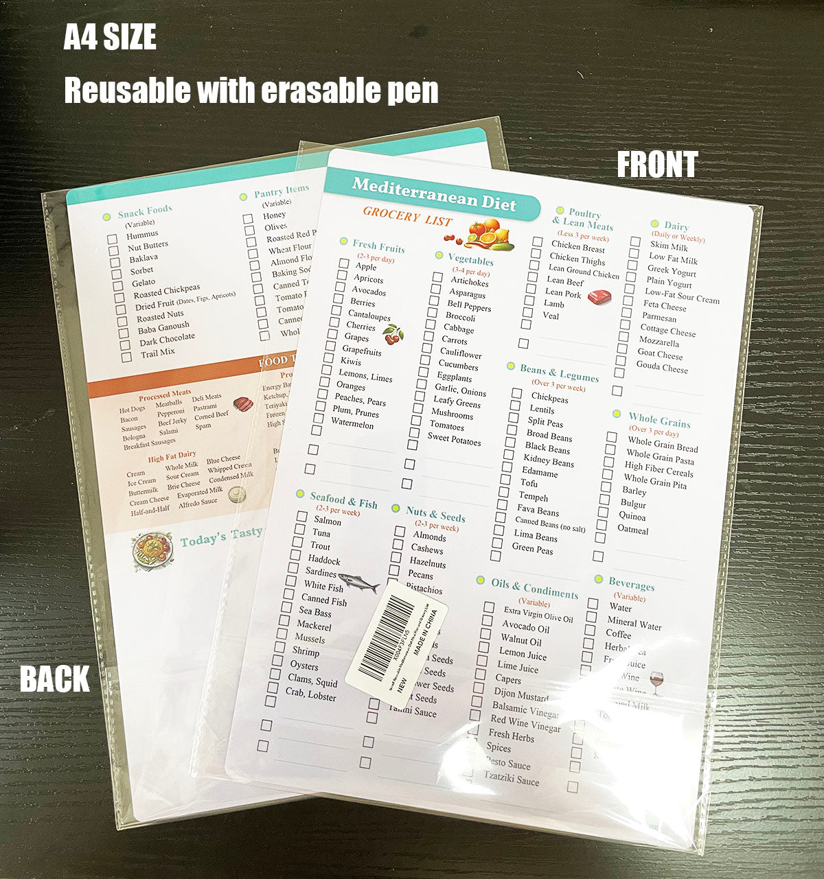 Reusable Mediterranean Diet Meal Plan and Grocery List