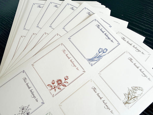 Botanical Sketch Floral Flower Bookplates Labels Stickers
