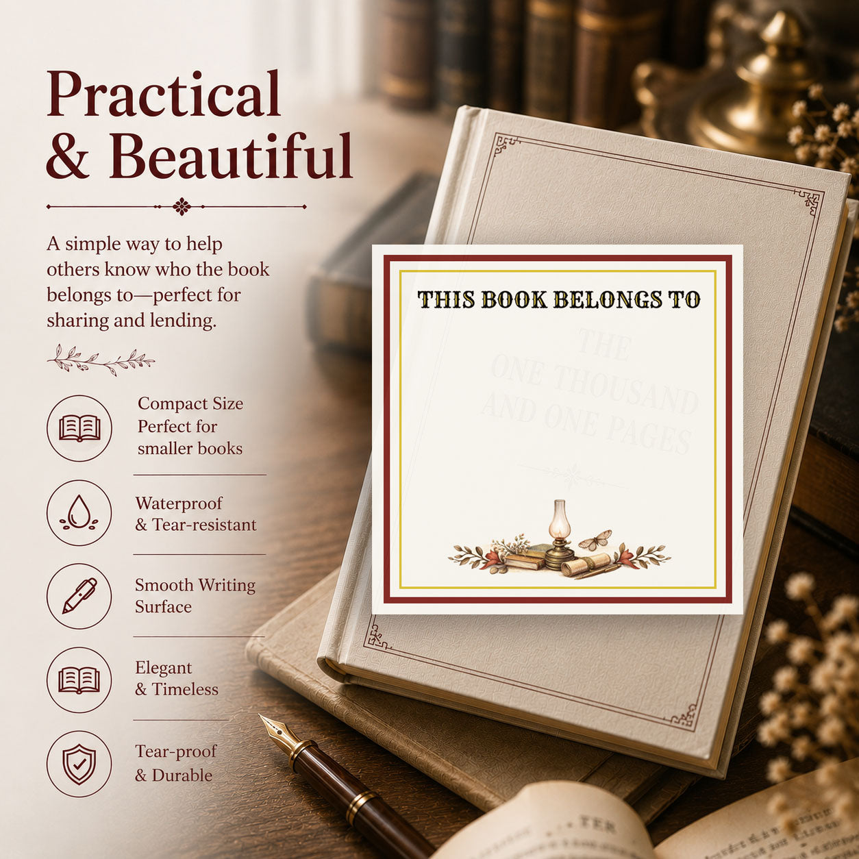 Vintage Bookplates Labels Stickers Red Gold foil