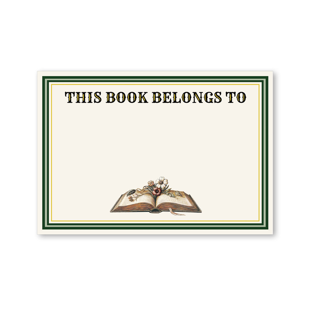 Vintage Bookplates Stickers Labels Green Frame Gold foil Bookplates