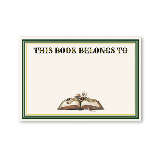 Vintage Bookplates Stickers Labels Green Frame Gold foil Bookplates