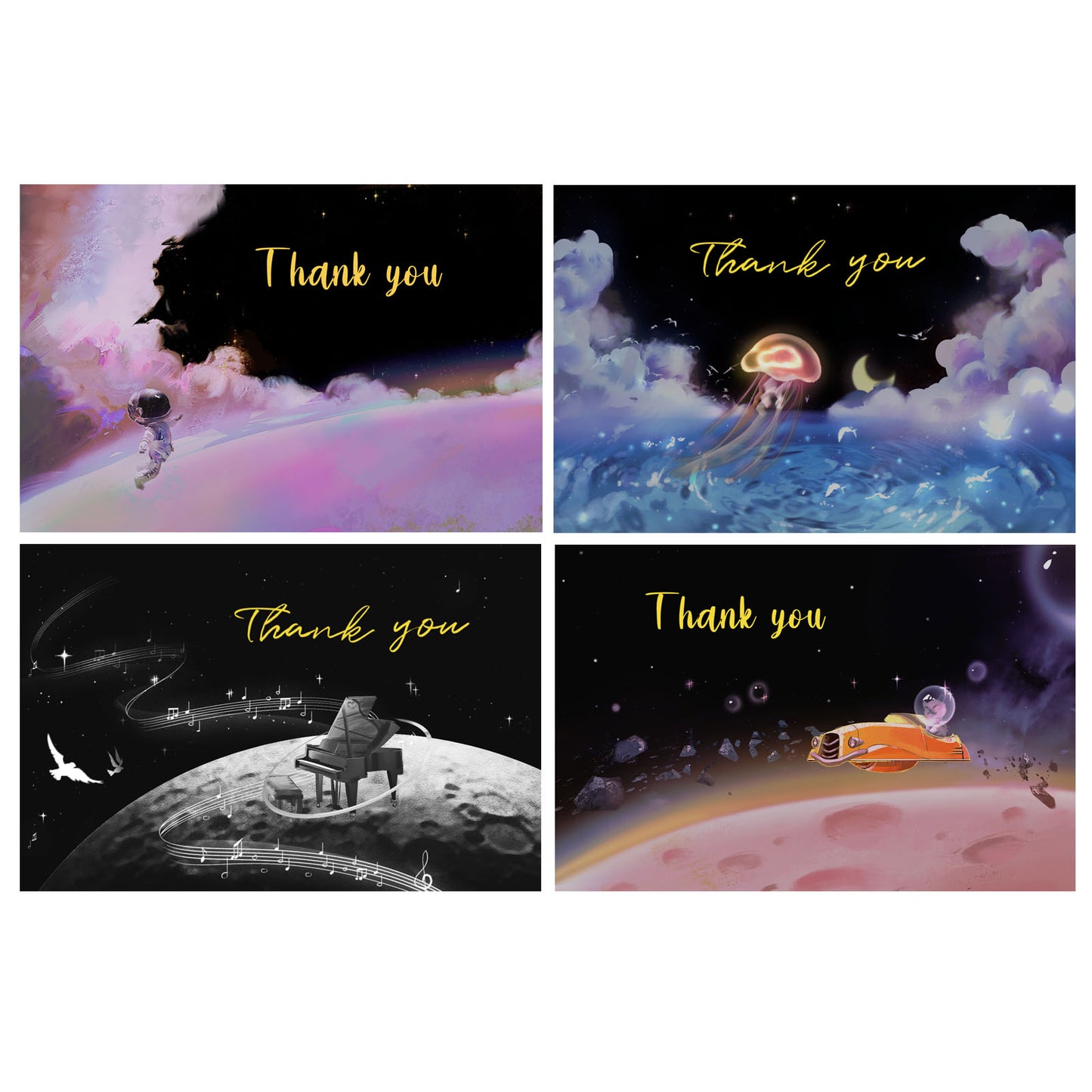 Galaxy theme Thank You Card | 40 - PACK
