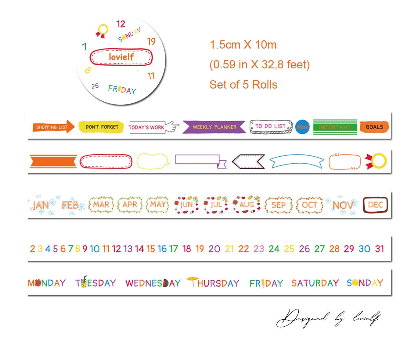 Bujo Bullet Jouranl Week Month Date Day Banner Number Planner Box washi Tape