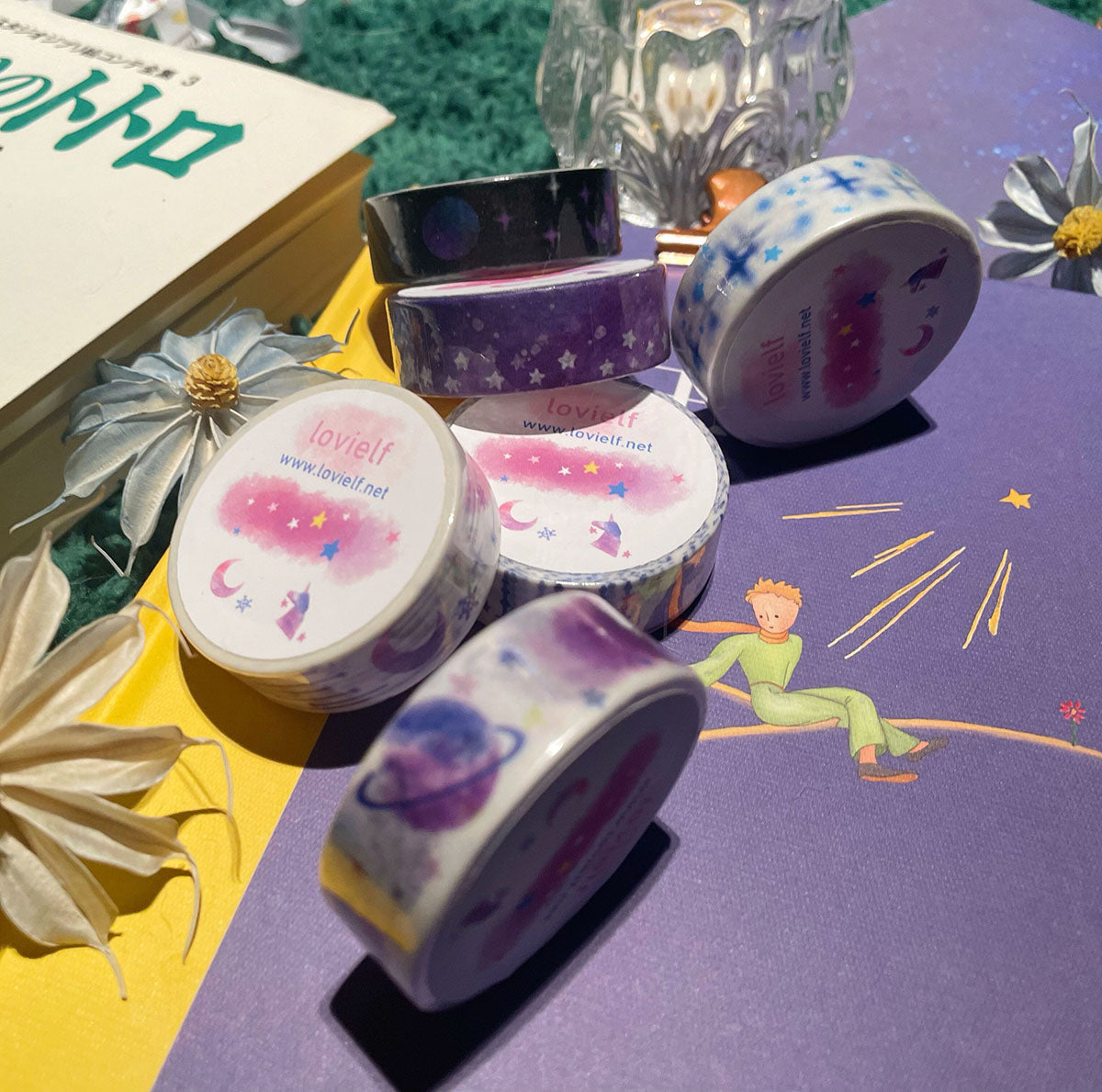 Galaxy Universe Starry Moon Star Unicorn Planet Cat Night washi Tape