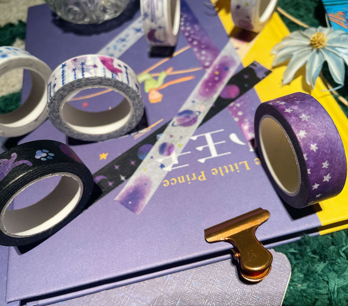 Galaxy Universe Starry Moon Star Unicorn Planet Cat Night washi Tape