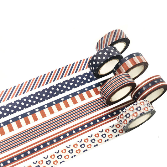 United State American Stars and Stripes Flag washi Tape Set of 6 Rolls - DIY Japanese Masking Scrapbook Notebook Planner