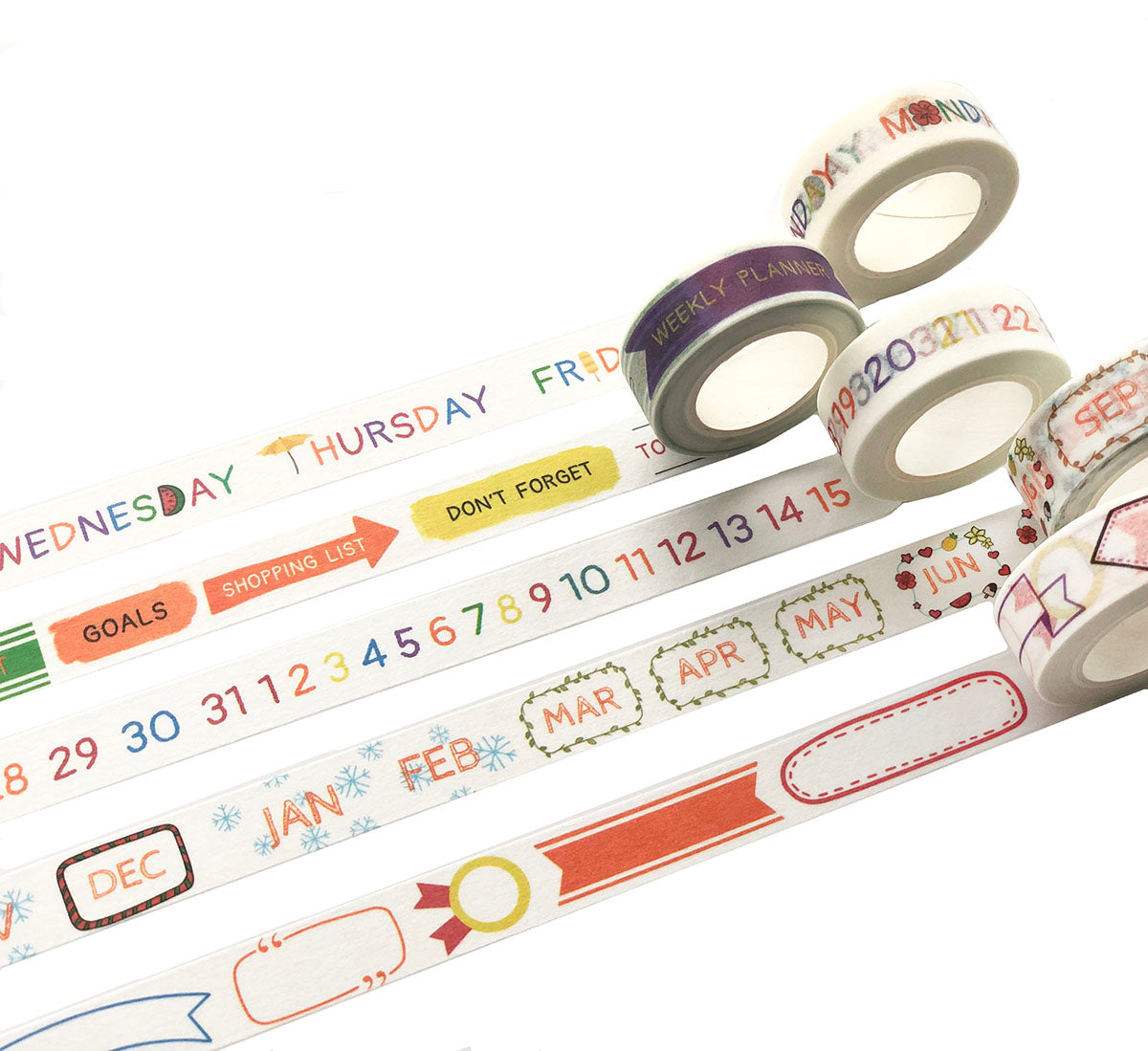 Bujo Bullet Jouranl Week Month Date Day Banner Number Planner Box washi Tape