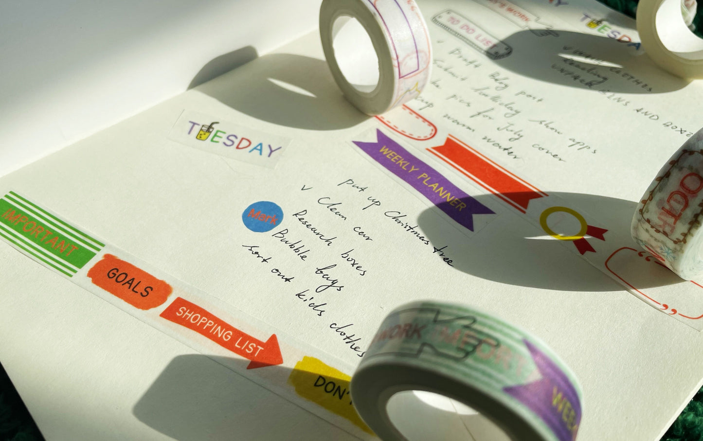 Bujo Bullet Jouranl Week Month Date Day Banner Number Planner Box washi Tape