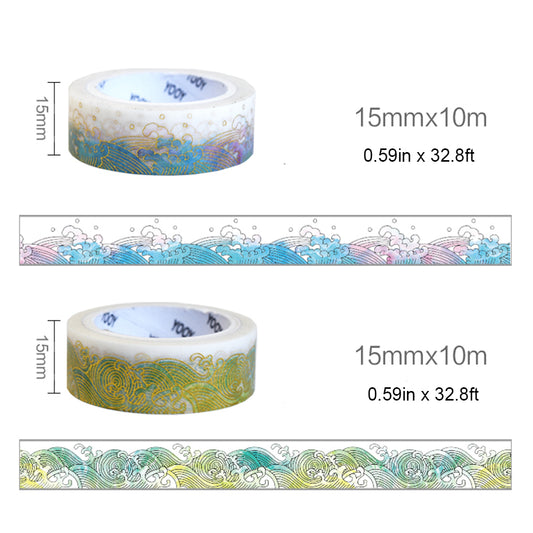 Gold Glitter Japanese Style Wave Washi Tape