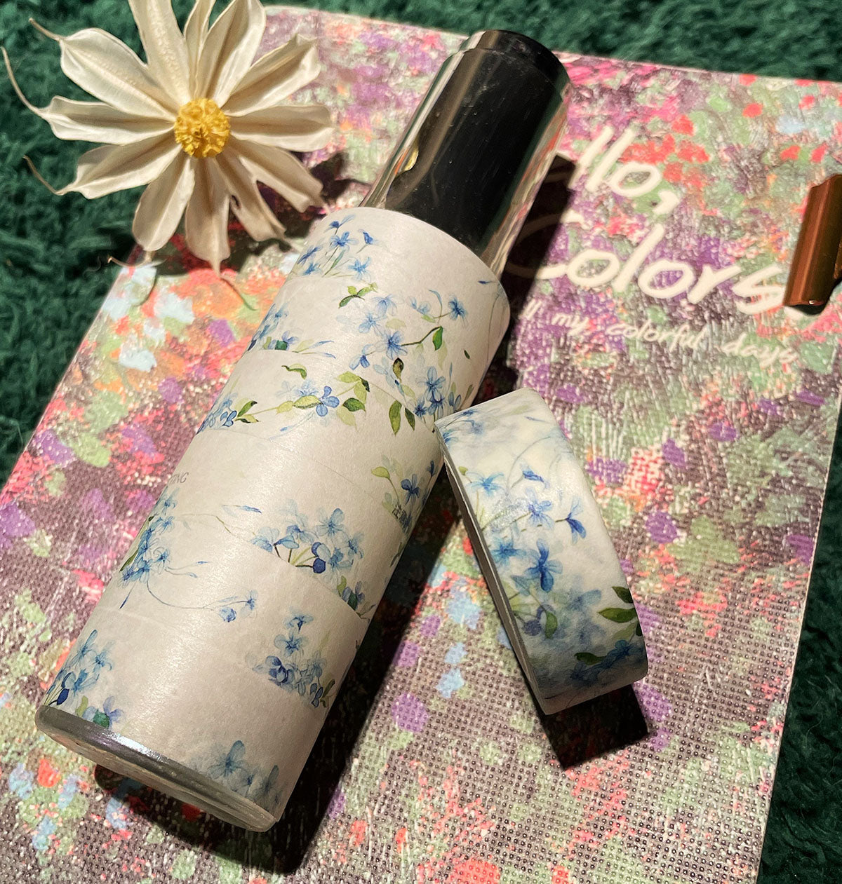 lovielf Floral Washi Tape Lotus Flower Pear Blossom Magnolia denudata Blue Leadwort Wisteria Jasmine | Set of 6 Rolls | Width : 15mm | for Artts and Crafts, DIY, Scrapbooks, Journaling, Gift Wrapping