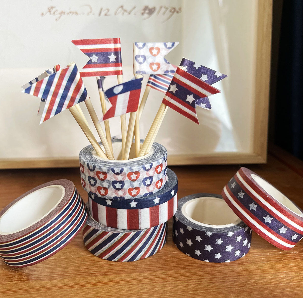 United State American Stars and Stripes Flag washi Tape Set of 6 Rolls - DIY Japanese Masking Scrapbook Notebook Planner