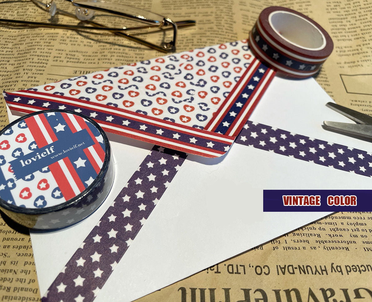 United State American Stars and Stripes Flag washi Tape Set of 6 Rolls - DIY Japanese Masking Scrapbook Notebook Planner