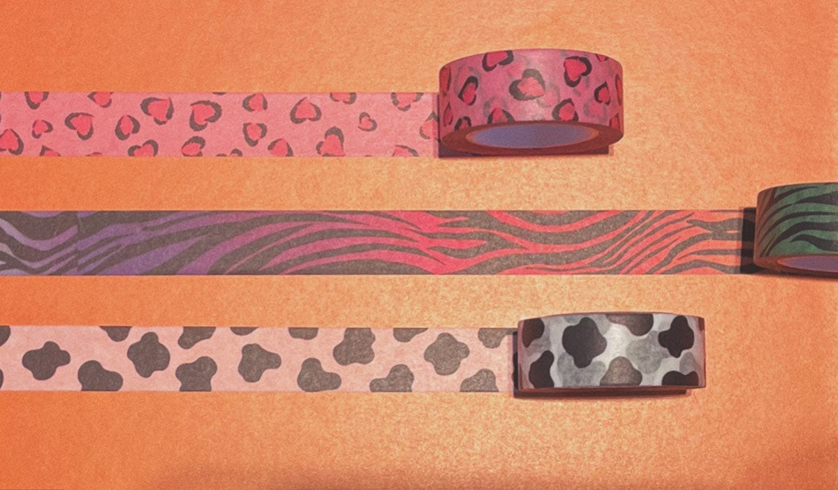 Zebra stripe Cow Leopard pattern Washi tape - set of 3 rolls