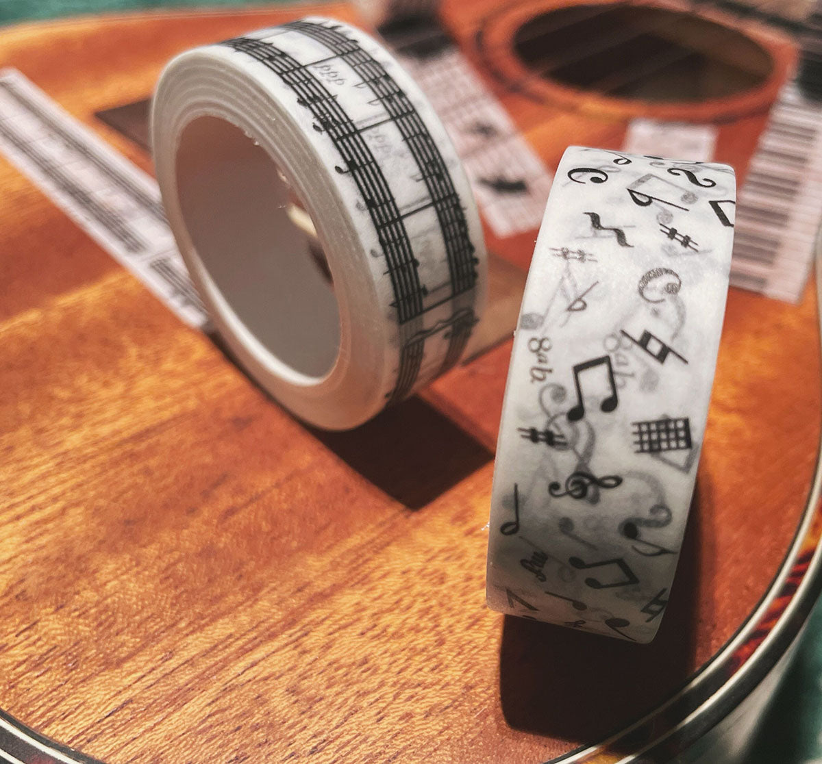 Black and White Piano Note Melody Keyboard Cat Staff Stave Score Music washi Tape